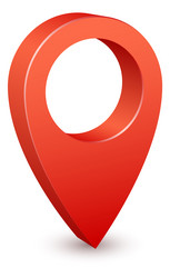 Red geo pin destination pointer realistic map vector