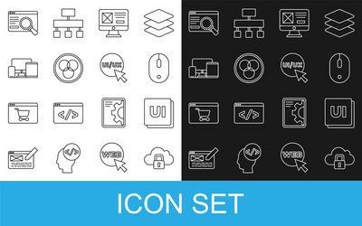 set line cloud computing lock ui or ux design vector image