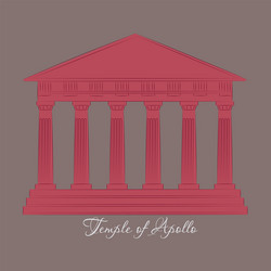 greece temple of apollo outline flat icon vector