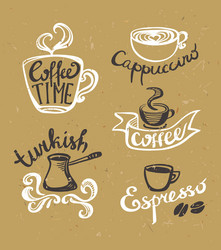 coffee hand drawn labels logo template collection Vector Image