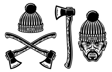 Lumberjack equipment and attributes objects Vector Image