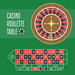 casino roulette table and whell vector