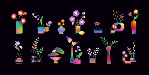modern vases in gradient style set abstract vector image