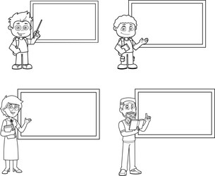 outlined school kids and teachers characters vector image