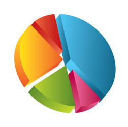 Colorful 3d pie diagram chart digital Royalty Free Vector