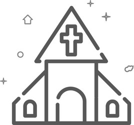 Village church simple line icon symbol pictograph vector