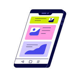 mobile smart phone screen displaying content user vector image