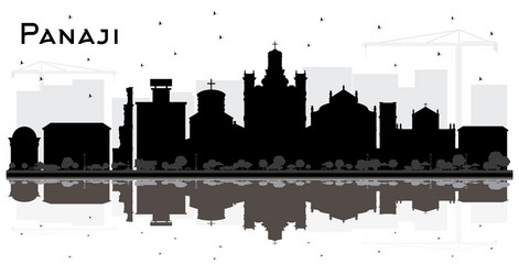 panaji india city skyline silhouette with black Vector Image