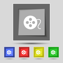 Film icon sign on original five colored buttons vector