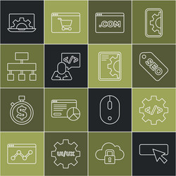 set line ui or ux design front end development vector image