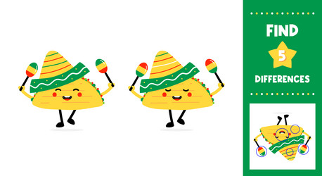 find 5 differences in two taco characters game vector image