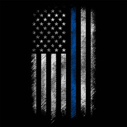 Grunge USA Thin Blue Line Flag Vector Image