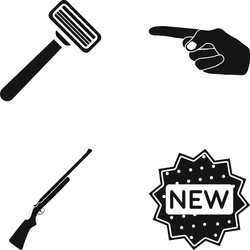 a razor an index gesture and other web icon vector