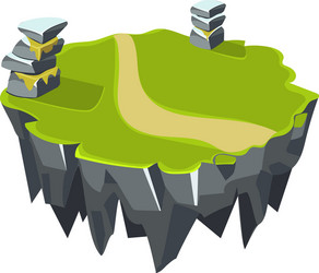 Cartoon stone grassy isometric island for game vector