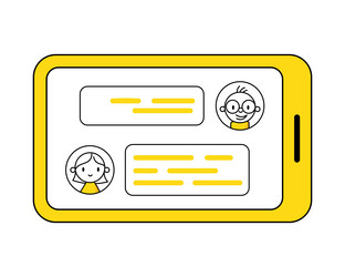 Mobile phone with messages on a screen speech vector