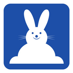 blue white sign - smiling rabbit front view icon vector