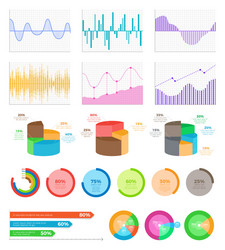 graphics on coordinate system and bright diagrams vector image