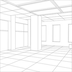 interior office outlined tracing vector