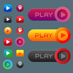 Ui interface button play media internet website vector