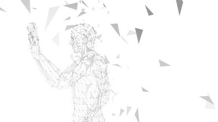 conceptual abstract man with hand pointing up vector