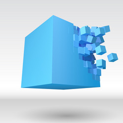 3d cube explosion with cubical particles vector