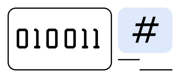 binary code representation and metadata tag symbol vector image