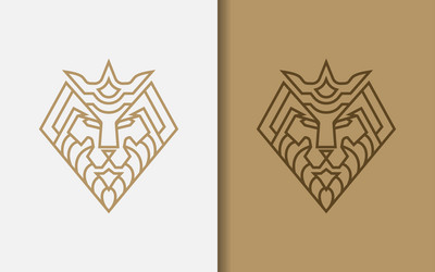 Modern minimalist lion with crown logo design vector