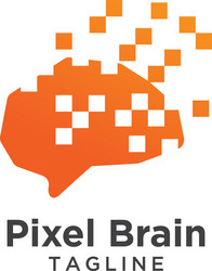 Pixel art brain logo icon design Royalty Free Vector Image