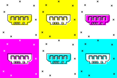 set ram random access memory icon isolated vector image