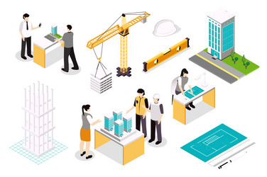 Road construction isometric composition Royalty Free Vector