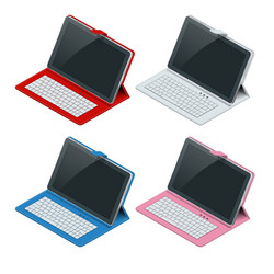 Isometric Tablet Computer with Keyboard vector image