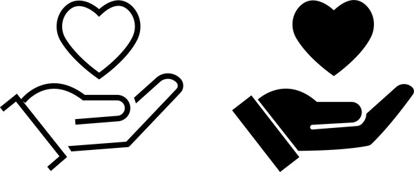 Heart in hand icons set hands holding icon Vector Image