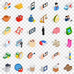 Money bag icons set isometric style vector