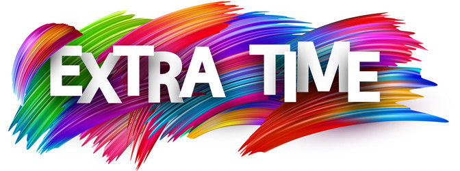 Extra time paper word sign with colorful spectrum vector