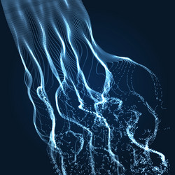 array with dynamic emitted particles water splash vector image