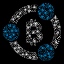 bright mesh wire frame bitcoin collaboration vector image