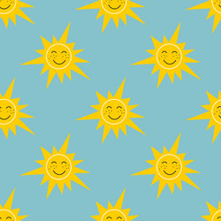 bright sun smiling against the blue sky Vector Image