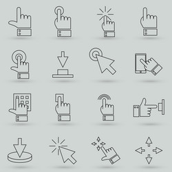 click set of buttons related icons contains vector image