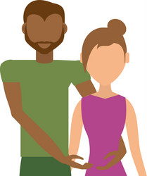 Couple romantic mixed - race together vector