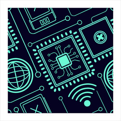 modern circuit board seamless patterns for tech vector image