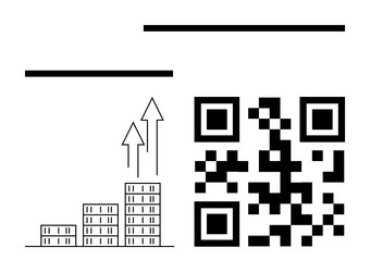qr code with bar chart and upward arrows showing vector image
