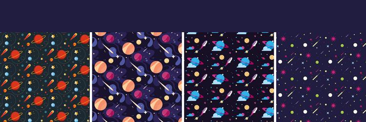 set of space seamless patterns vector image