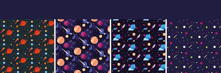 Set of space seamless patterns vector