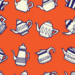 Tea coffee and sweets doodle seamless pattern Vector Image