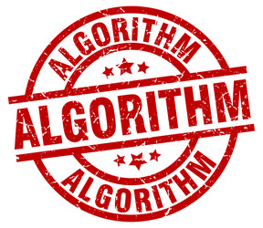 algorithm round red grunge stamp vector image