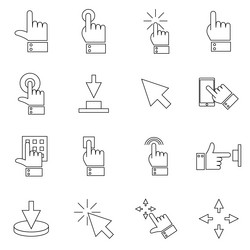 click set of buttons related icons contains vector image
