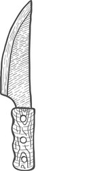 Hand drawn chef kitchen knife vector