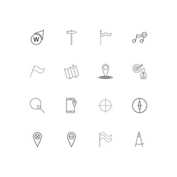 maps and navigation linear thin icons set vector image
