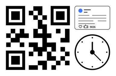 qr code social interaction metrics and clock vector image