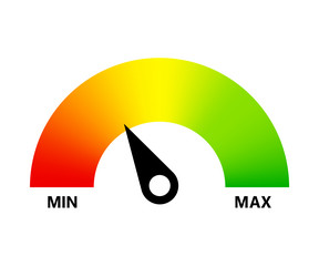 red green meter minimum maximum level indicator vector image